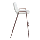 Set of Two 29" White And Brown Steel Low Back Bar Height Bar Chairs - Homeroots - Flyclothing LLC