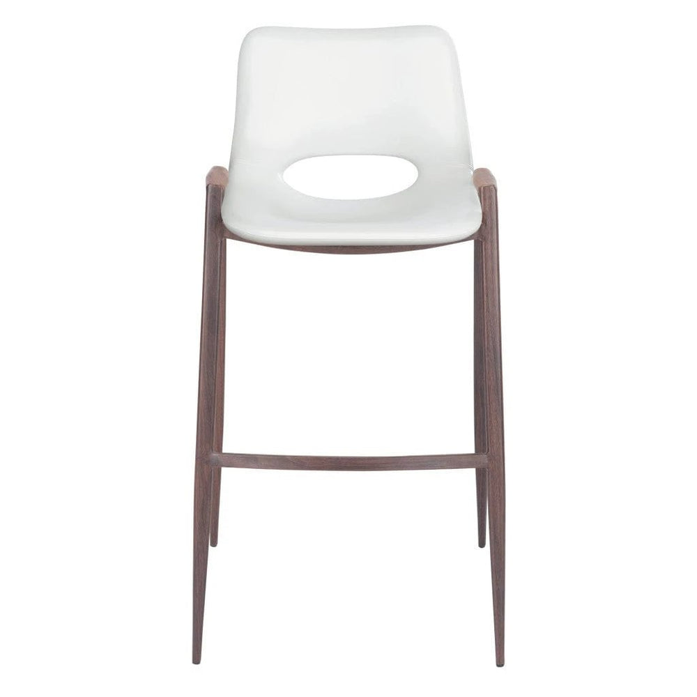 Set of Two 29" White And Brown Steel Low Back Bar Height Bar Chairs - Homeroots - Flyclothing LLC