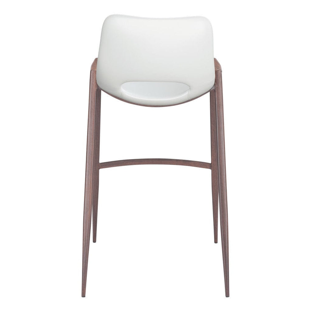 Set of Two 29" White And Brown Steel Low Back Bar Height Bar Chairs - Homeroots - Flyclothing LLC