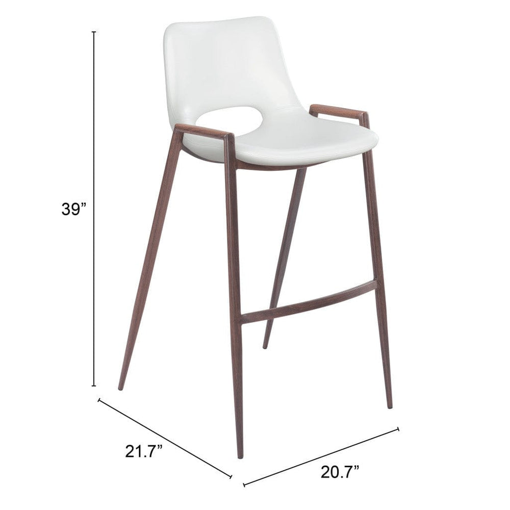 Set of Two 29" White And Brown Steel Low Back Bar Height Bar Chairs - Homeroots - Flyclothing LLC