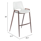 Set of Two 29" White And Brown Steel Low Back Bar Height Bar Chairs - Homeroots - Flyclothing LLC