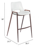 Set of Two 29" White And Brown Steel Low Back Bar Height Bar Chairs - Homeroots