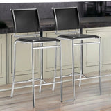 Set of Two 29" Black And Silver Steel Low Back Bar Height Bar Chairs - Homeroots