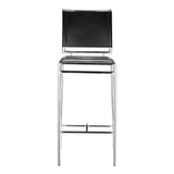 Set of Two 29" Black And Silver Steel Low Back Bar Height Bar Chairs - Homeroots
