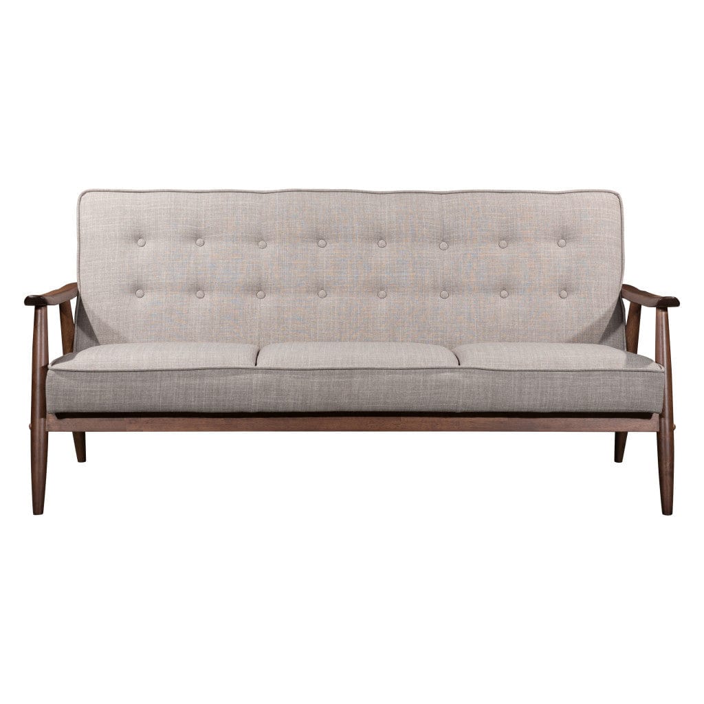 69" Beige Polyester Sofa With Brown Legs - Homeroots