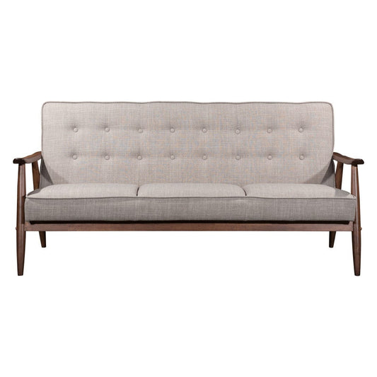 69" Beige Polyester Sofa With Brown Legs - Homeroots