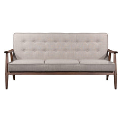 69" Beige Polyester Sofa With Brown Legs - Homeroots