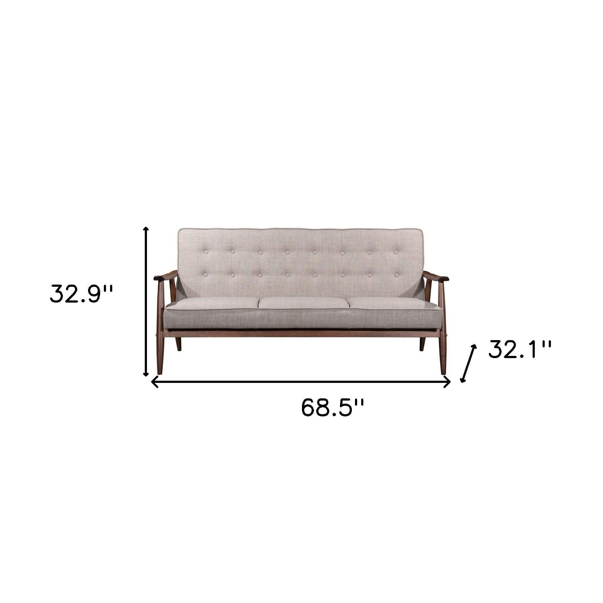 69" Beige Polyester Sofa With Brown Legs - Homeroots - Flyclothing LLC