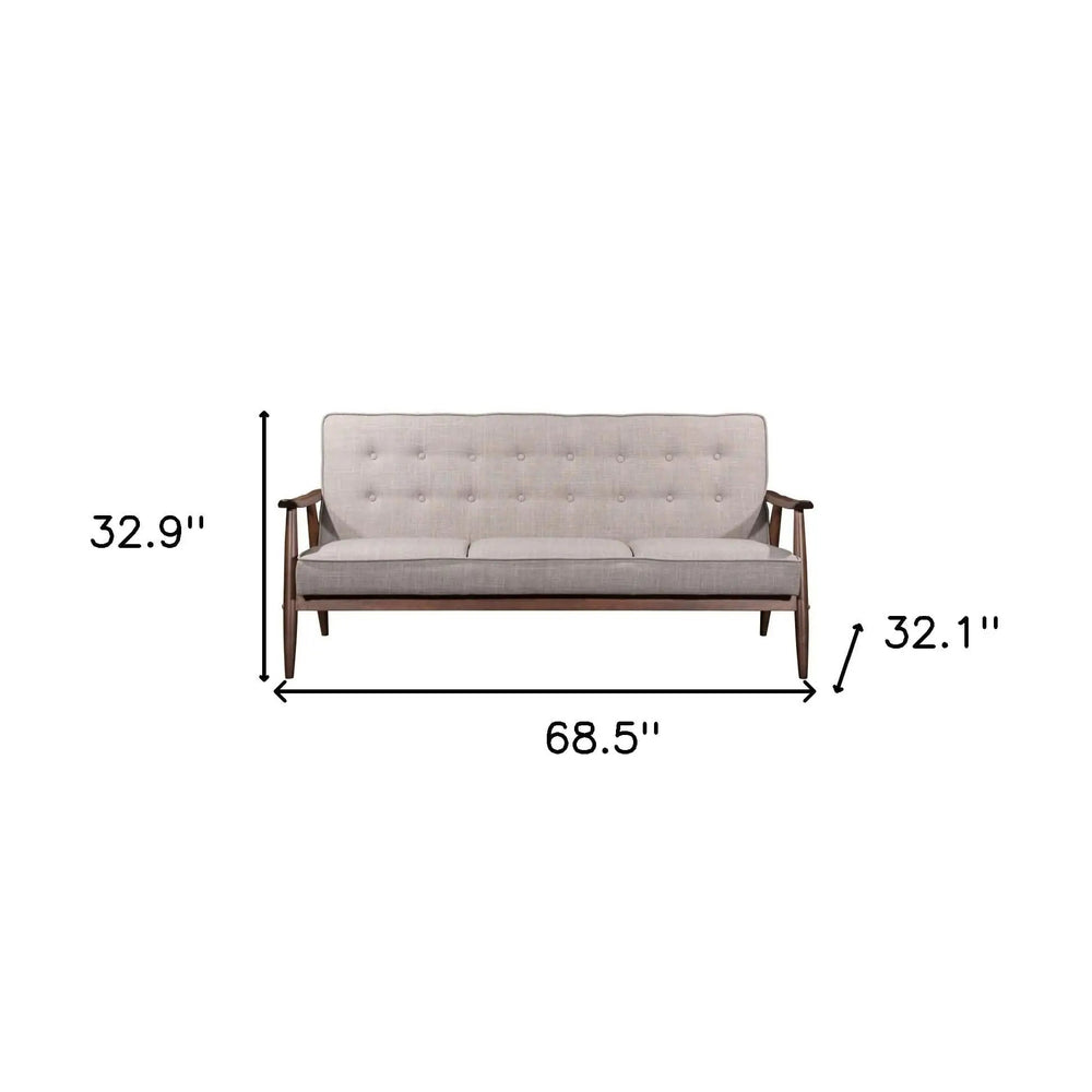 69" Beige Polyester Sofa With Brown Legs - Homeroots - Flyclothing LLC
