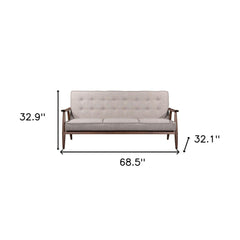 69" Beige Polyester Sofa With Brown Legs - Homeroots
