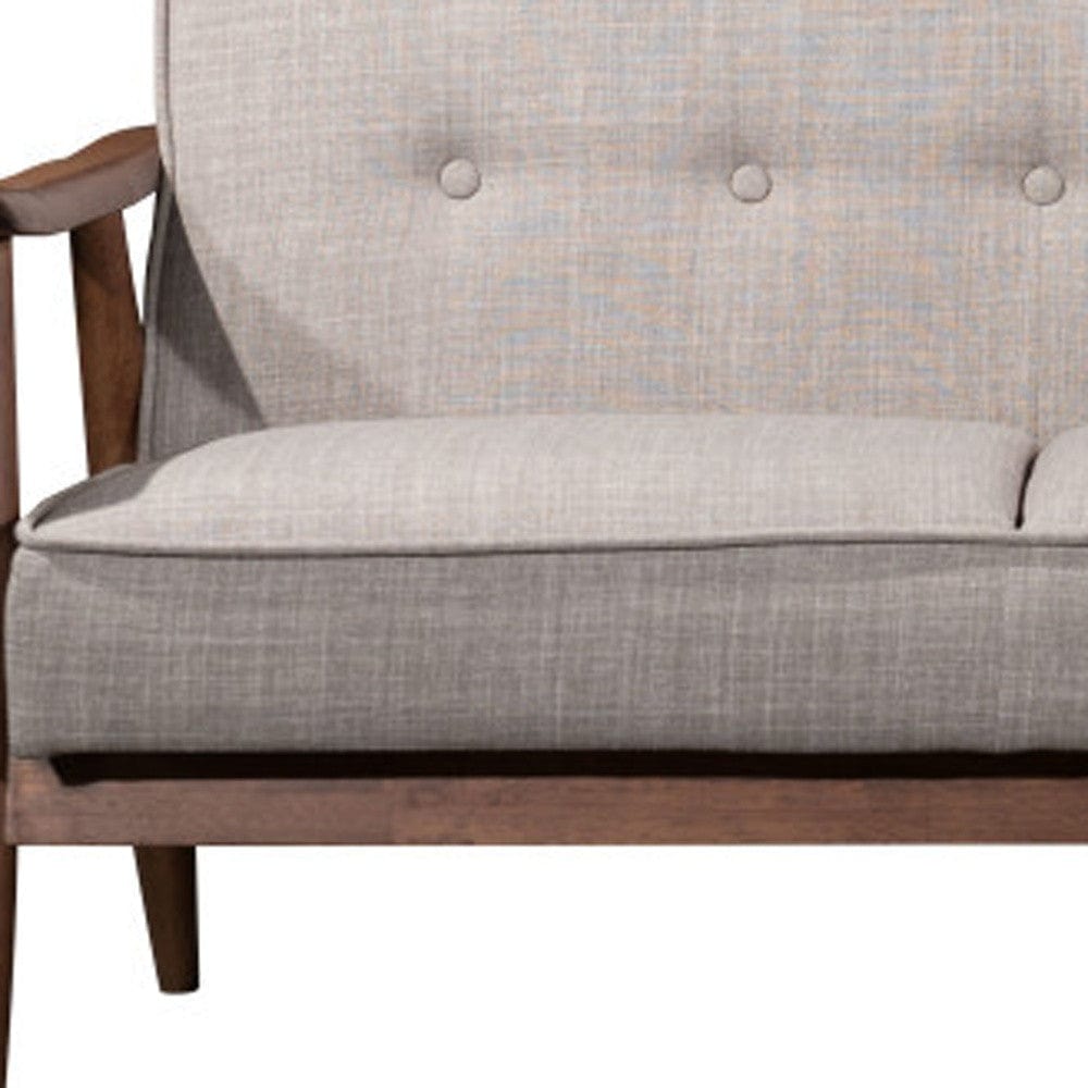 69" Beige Polyester Sofa With Brown Legs - Homeroots