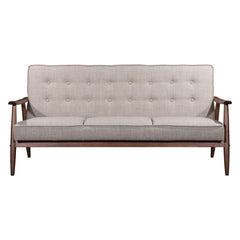 69" Beige Polyester Sofa With Brown Legs - Homeroots