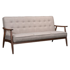 69" Beige Polyester Sofa With Brown Legs - Homeroots