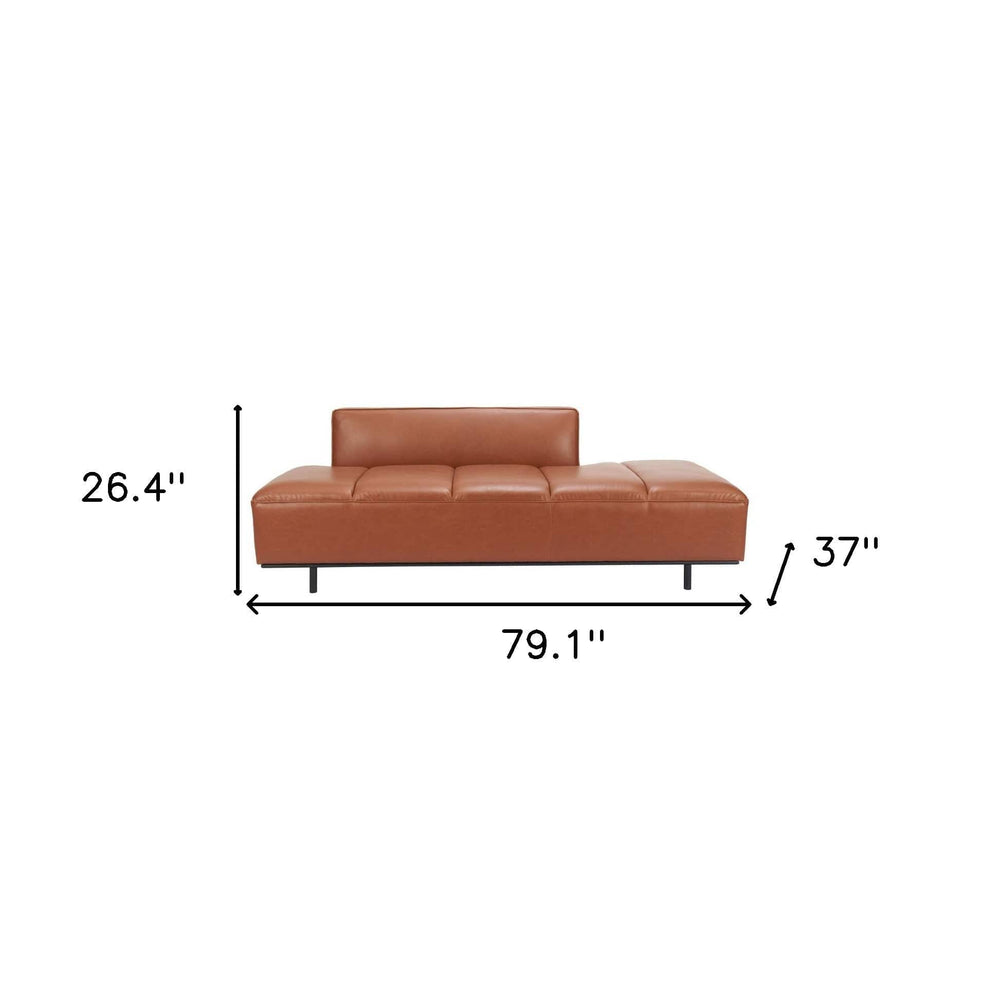 79" Brown Faux Leather Sofa With Black Legs - Homeroots - Flyclothing LLC