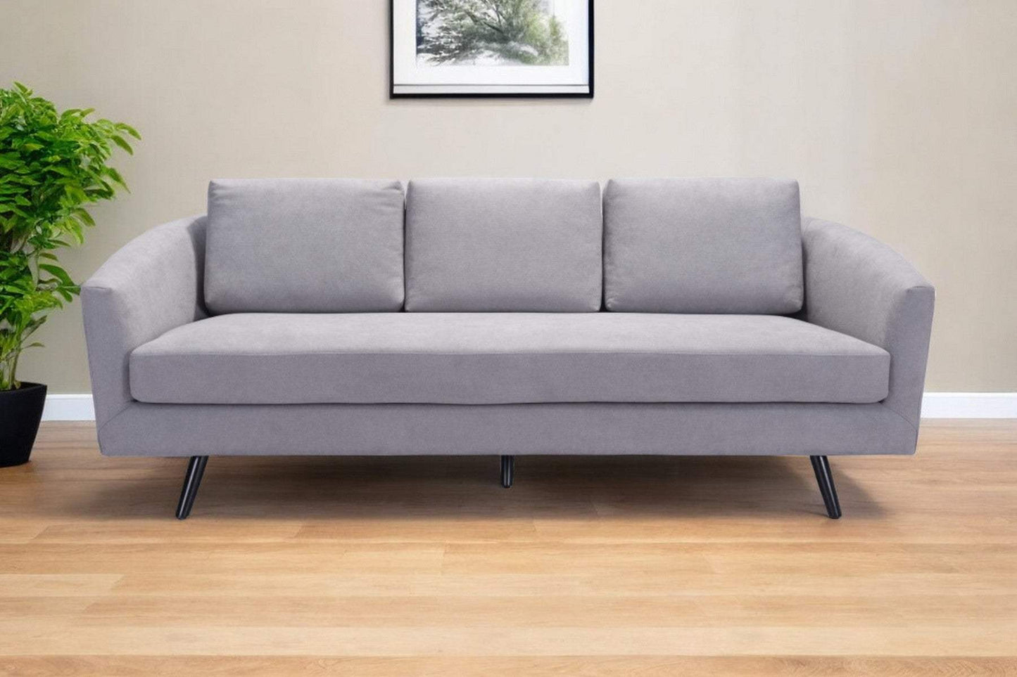 79" Gray Polyester Sofa With Black Legs - Homeroots - Flyclothing LLC