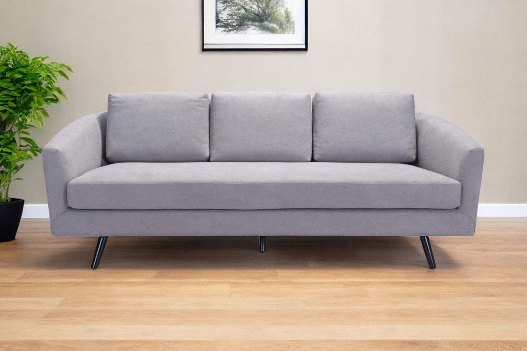 79" Gray Polyester Sofa With Black Legs - Homeroots - Flyclothing LLC