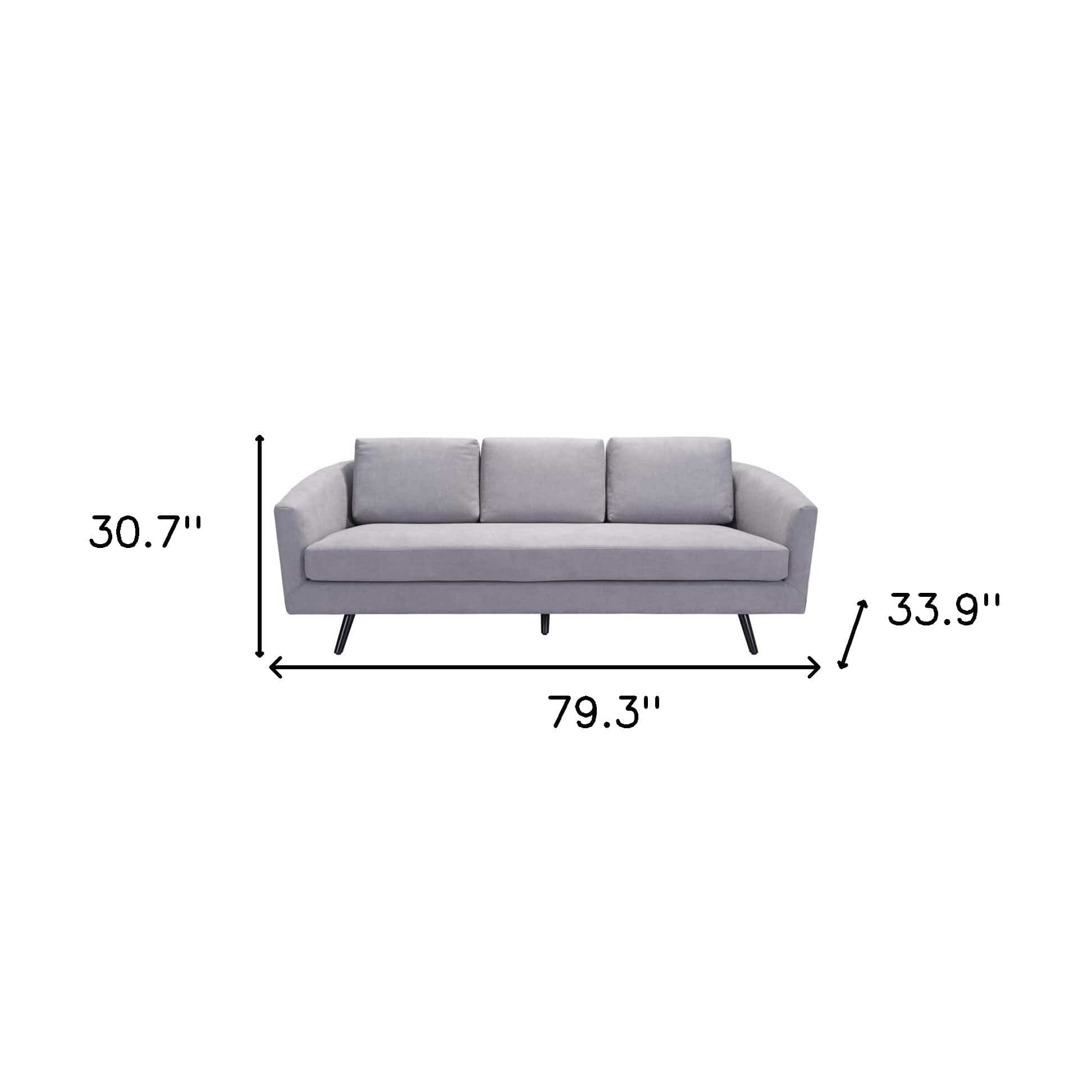 79" Gray Polyester Sofa With Black Legs - Homeroots