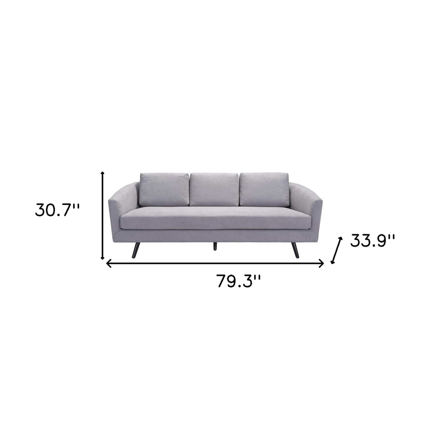 79" Gray Polyester Sofa With Black Legs - Homeroots - Flyclothing LLC