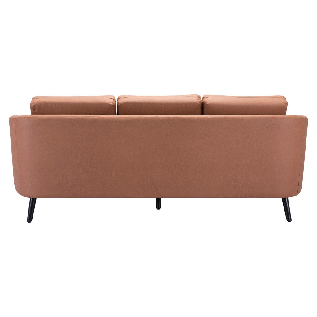 79" Brown Faux Leather Sofa With Black Legs - Homeroots