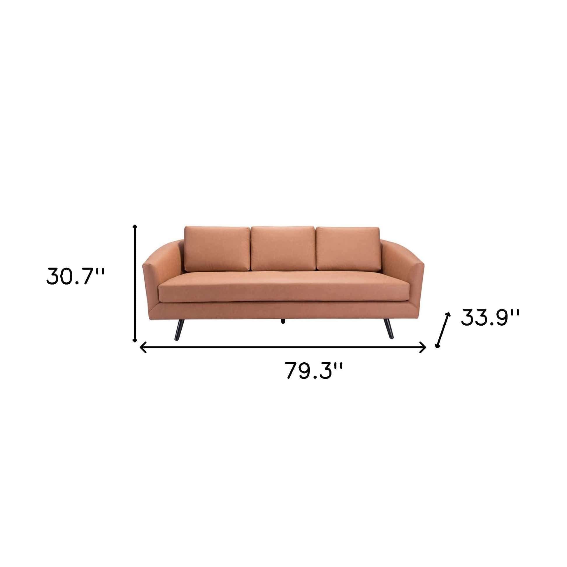 79" Brown Faux Leather Sofa With Black Legs - Homeroots