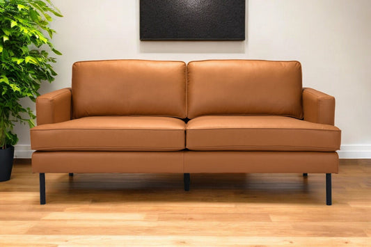 72" Brown Polyester Sofa With Black Legs - Homeroots