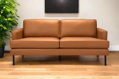 72" Brown Polyester Sofa With Black Legs - Homeroots