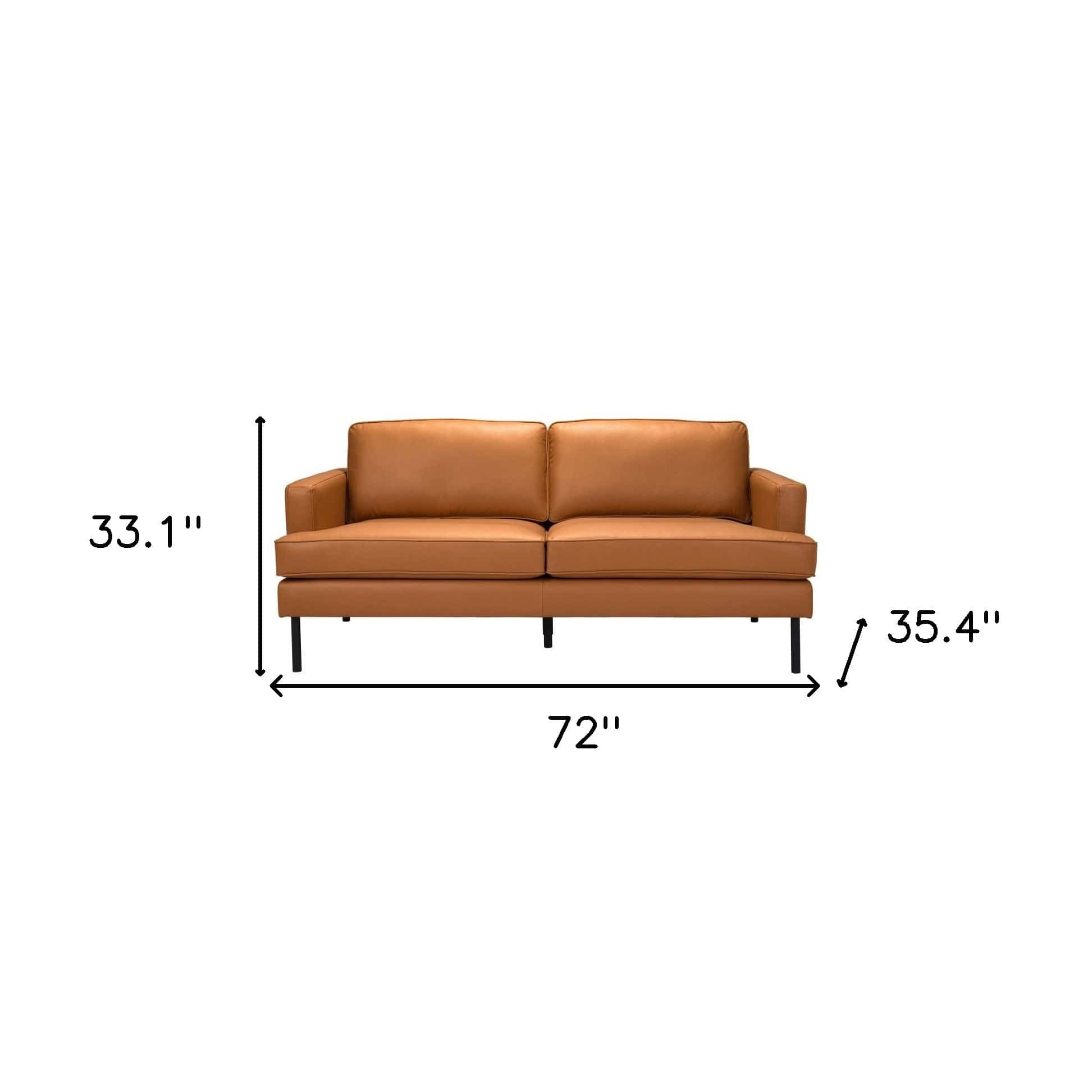 72" Brown Polyester Sofa With Black Legs - Homeroots