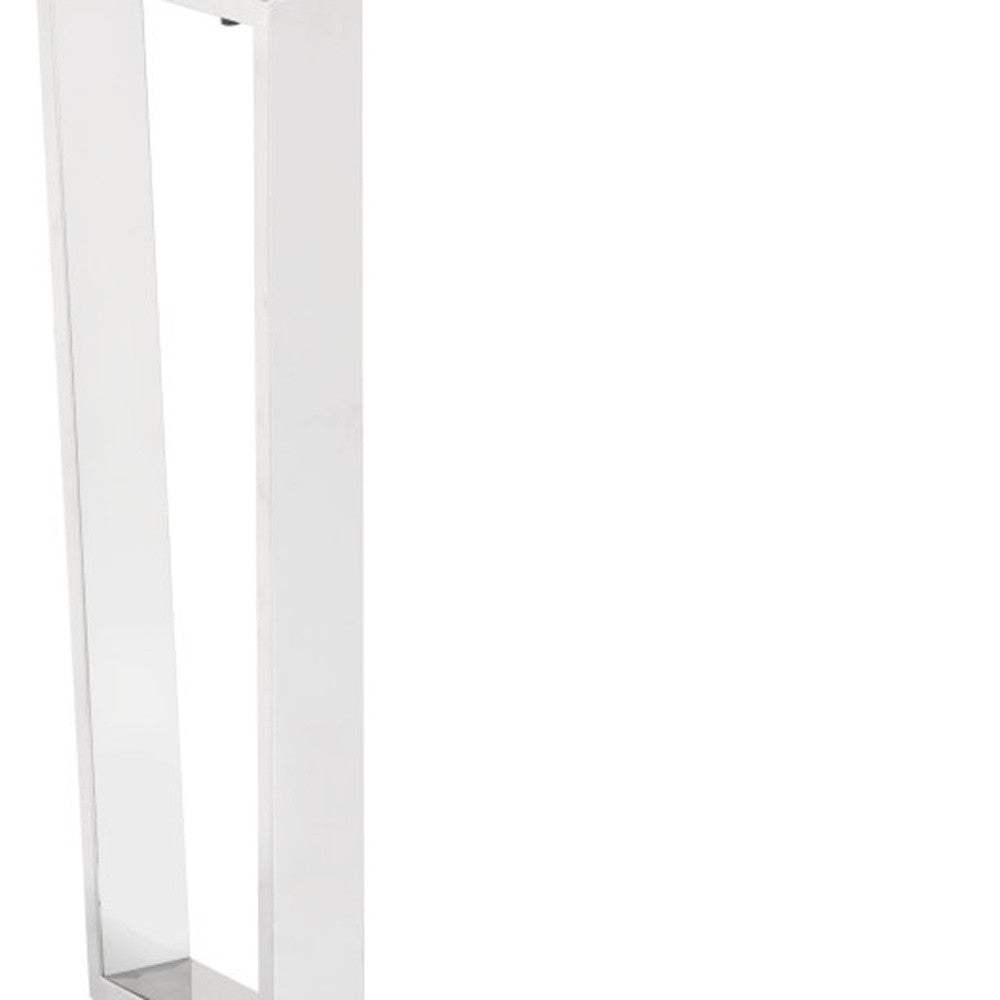 47" White and Silver Faux Marble Sled Console Table - Homeroots - Flyclothing LLC