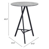 32" Gray and Black Rounded Steel Bar Table - Homeroots - Flyclothing LLC
