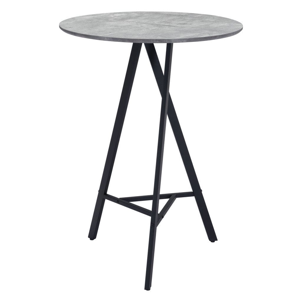 32" Gray and Black Rounded Steel Bar Table - Homeroots - Flyclothing LLC
