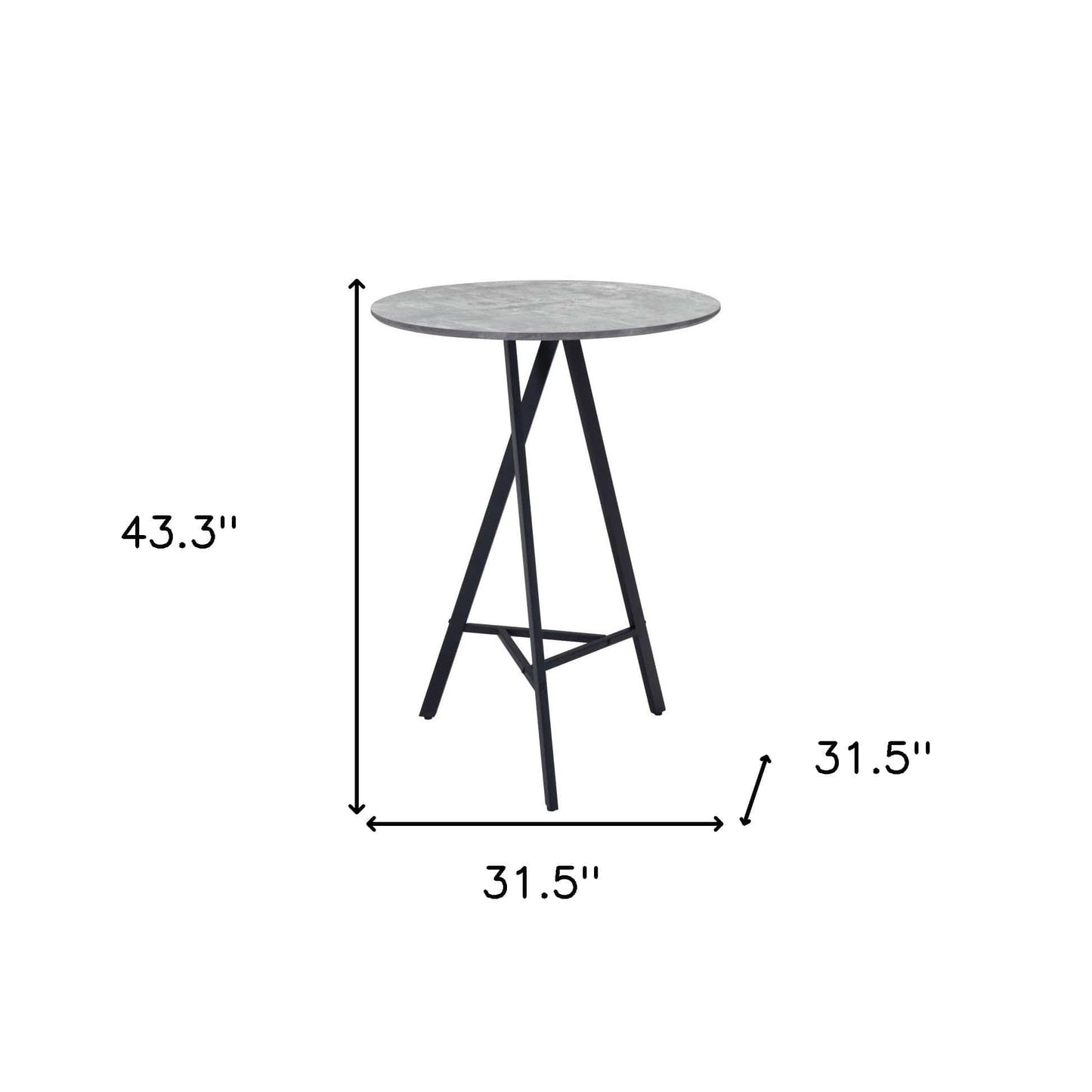 32" Gray and Black Rounded Steel Bar Table - Homeroots - Flyclothing LLC