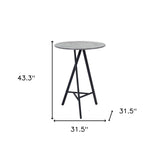 32" Gray and Black Rounded Steel Bar Table - Homeroots - Flyclothing LLC