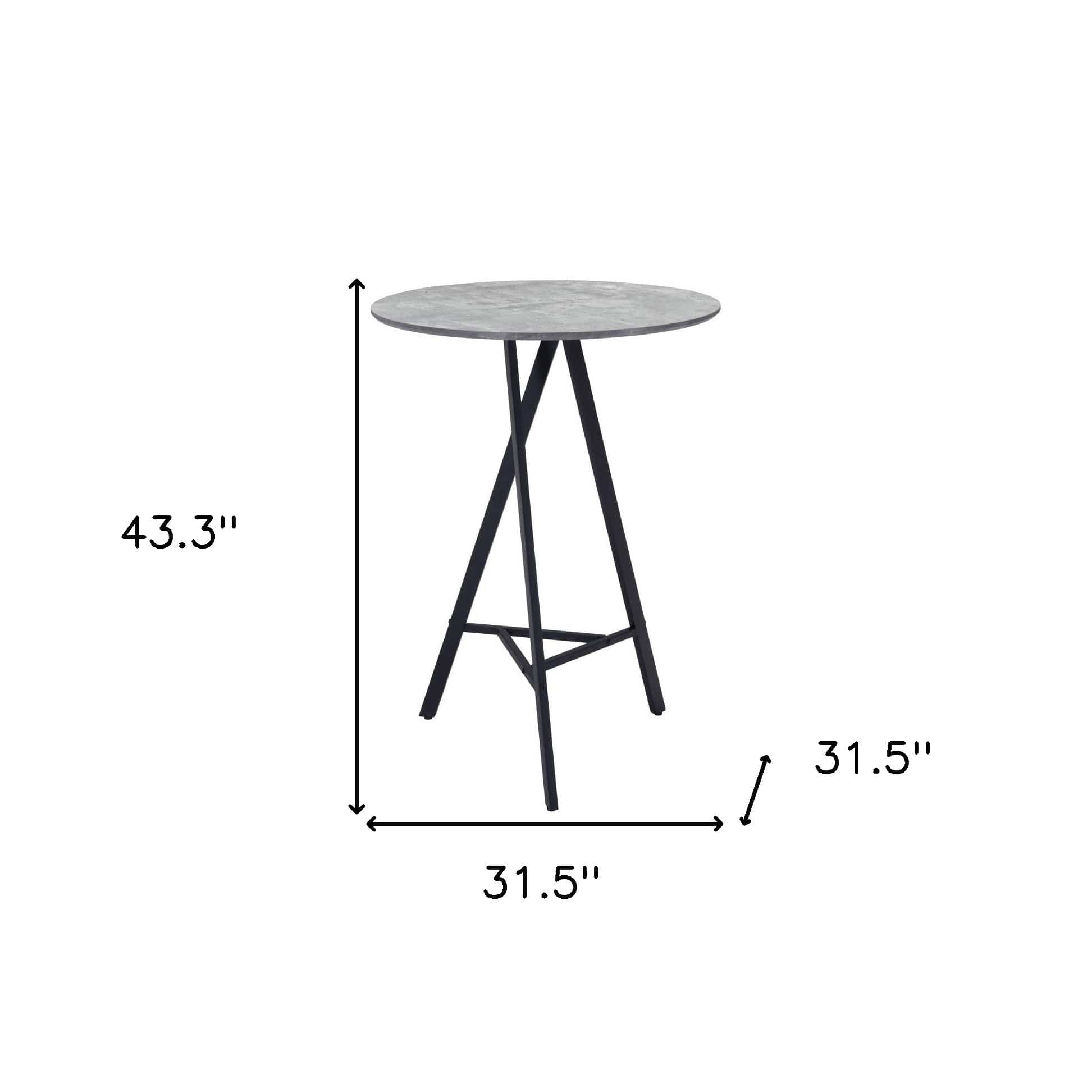 32" Gray and Black Rounded Steel Bar Table - Homeroots - Flyclothing LLC