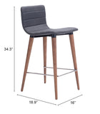 Set of Two 26" Gray And Brown Solid Wood Low Back Counter Height Bar Chairs - Homeroots