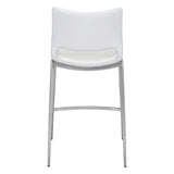 Set of Two 25" White And Silver Steel Low Back Counter Height Bar Chairs - Homeroots - Flyclothing LLC