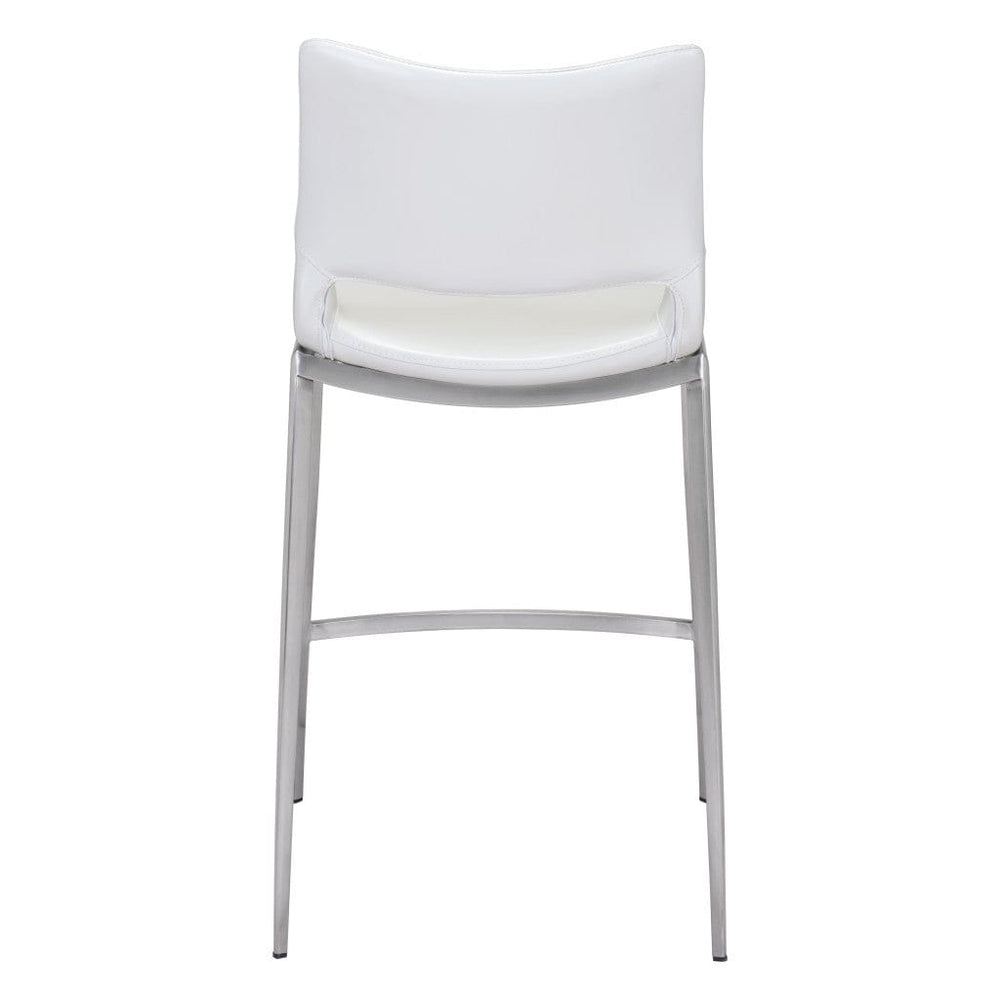 Set of Two 25" White And Silver Steel Low Back Counter Height Bar Chairs - Homeroots - Flyclothing LLC