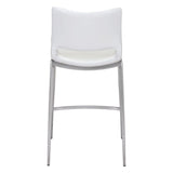 Set of Two 25" White And Silver Steel Low Back Counter Height Bar Chairs - Homeroots - Flyclothing LLC