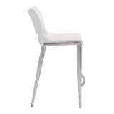 Set of Two 25" White And Silver Steel Low Back Counter Height Bar Chairs - Homeroots - Flyclothing LLC