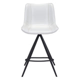 Set of Two 26" White And Black Steel Low Back Counter Height Bar Chairs - Homeroots