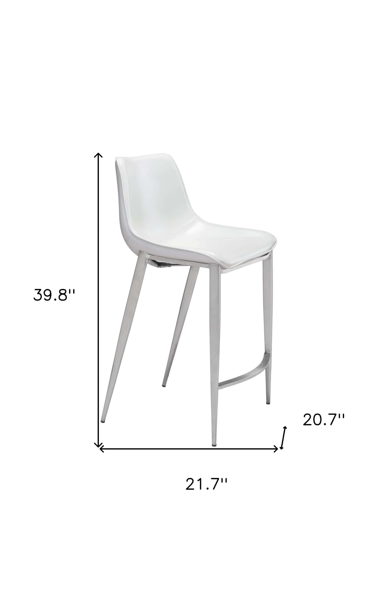Set of Two 26" White And Silver Steel Low Back Counter Height Bar Chairs - Homeroots - Flyclothing LLC