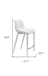Set of Two 26" White And Silver Steel Low Back Counter Height Bar Chairs - Homeroots - Flyclothing LLC
