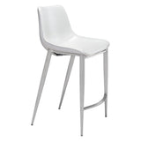 Set of Two 26" White And Silver Steel Low Back Counter Height Bar Chairs - Homeroots - Flyclothing LLC