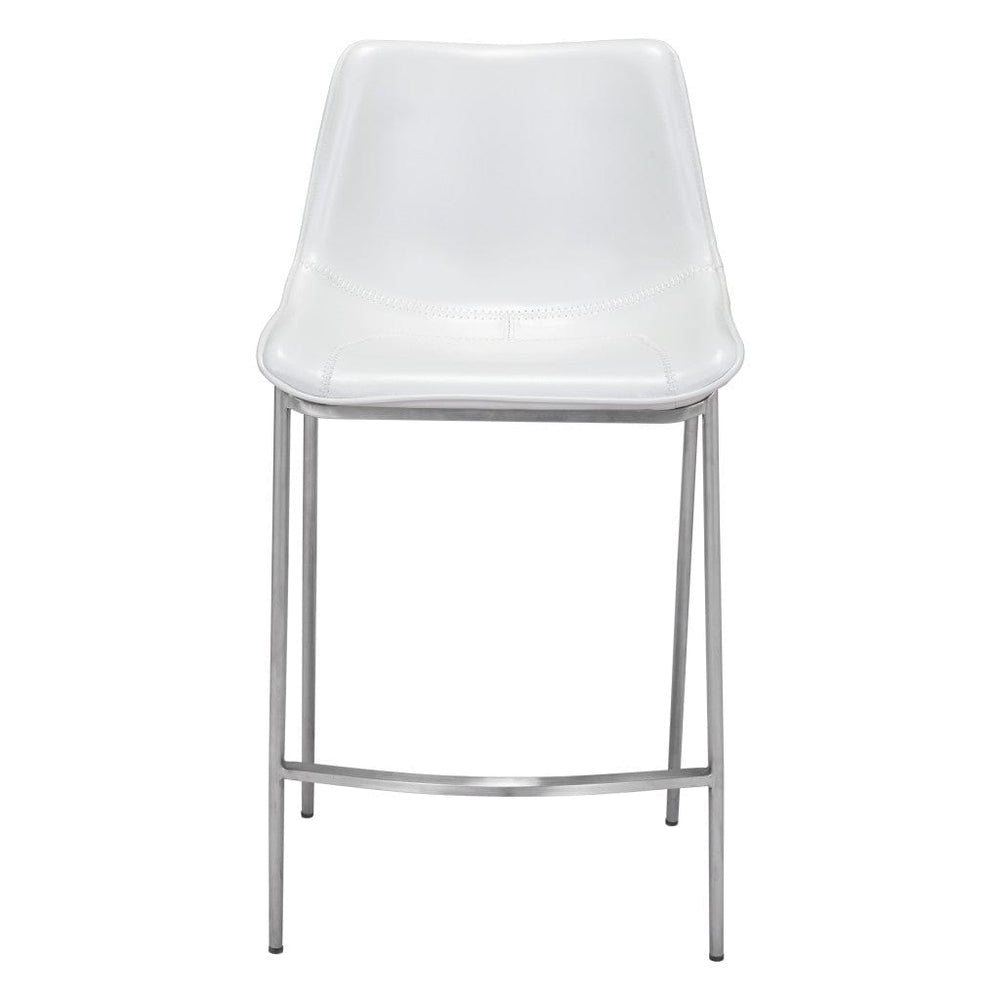 Set of Two 26" White And Silver Steel Low Back Counter Height Bar Chairs - Homeroots - Flyclothing LLC