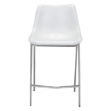 Set of Two 26" White And Silver Steel Low Back Counter Height Bar Chairs - Homeroots - Flyclothing LLC