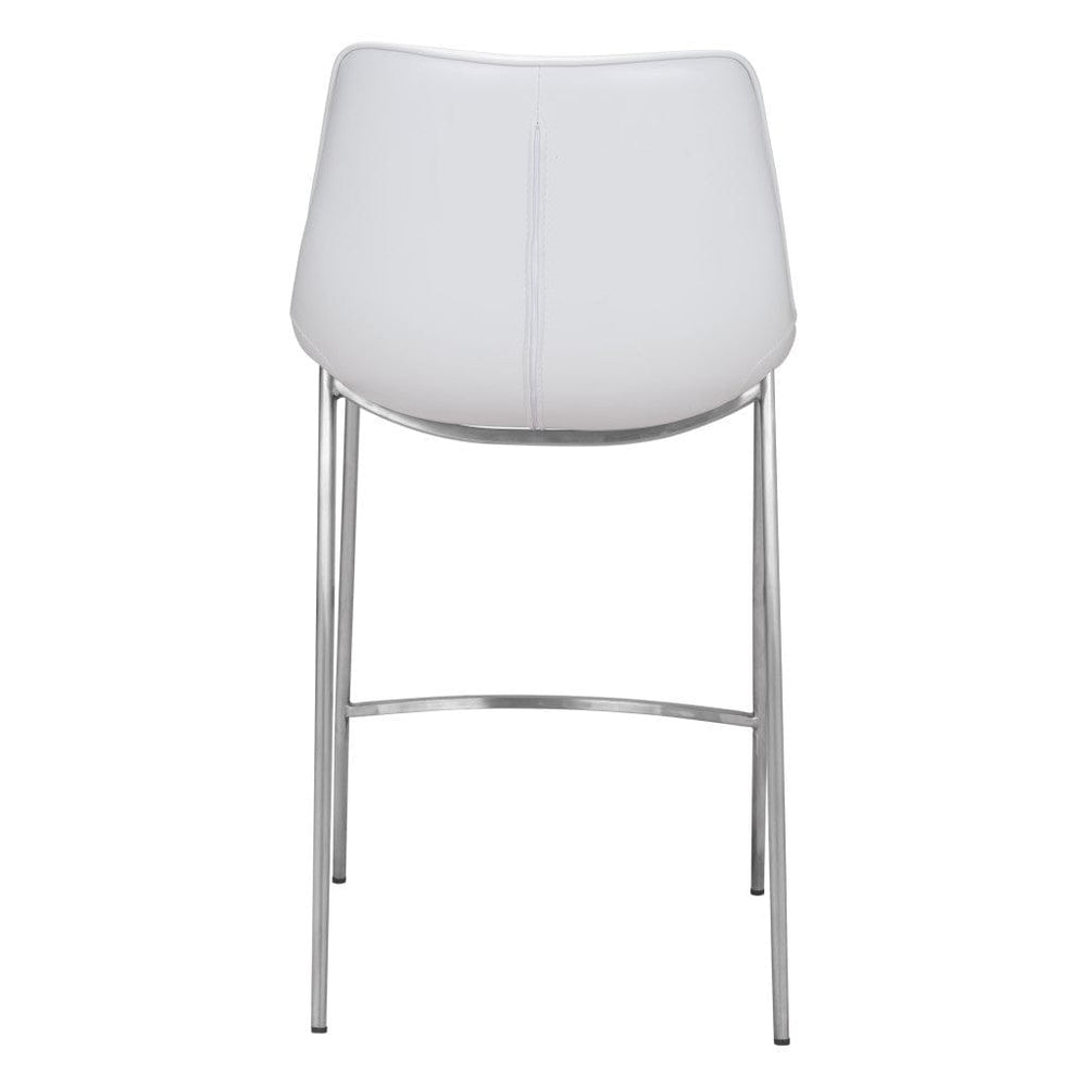 Set of Two 26" White And Silver Steel Low Back Counter Height Bar Chairs - Homeroots - Flyclothing LLC