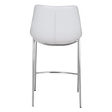 Set of Two 26" White And Silver Steel Low Back Counter Height Bar Chairs - Homeroots - Flyclothing LLC