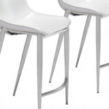 Set of Two 26" White And Silver Steel Low Back Counter Height Bar Chairs - Homeroots