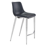 Set of Two 26" Black And Silver Steel Low Back Counter Height Bar Chairs - Homeroots - Flyclothing LLC