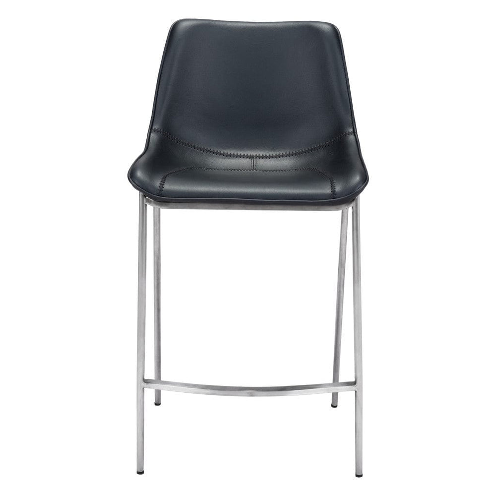 Set of Two 26" Black And Silver Steel Low Back Counter Height Bar Chairs - Homeroots - Flyclothing LLC