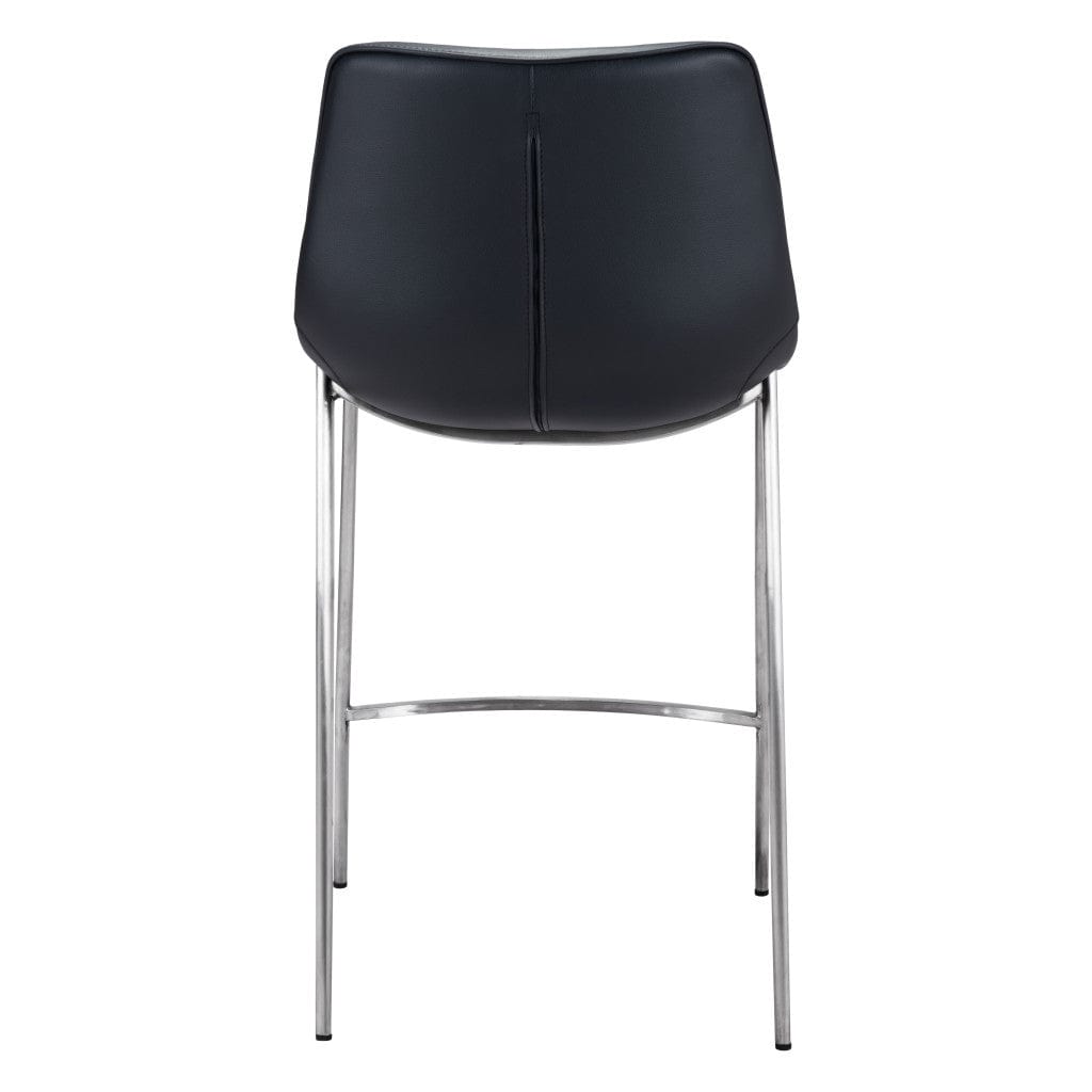 Set of Two 26" Black And Silver Steel Low Back Counter Height Bar Chairs - Homeroots - Flyclothing LLC